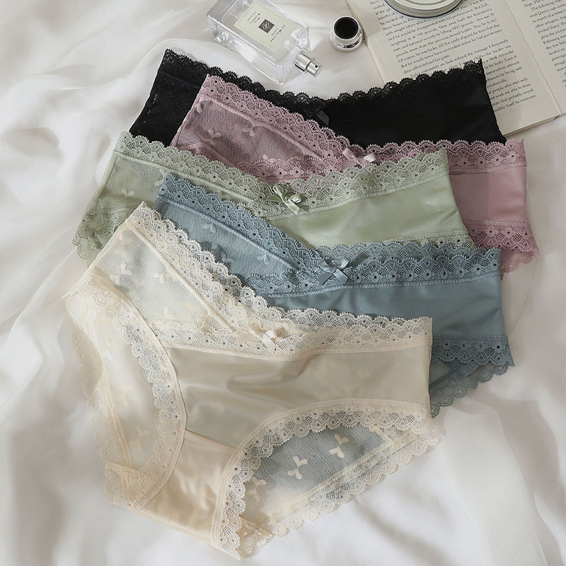 中腰蕾丝性感简约纯棉网纱