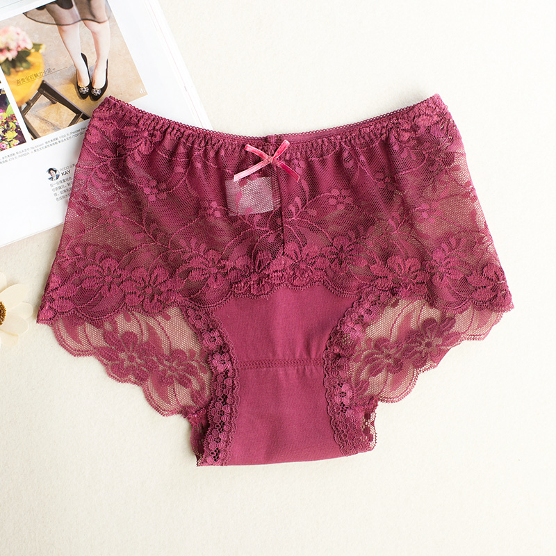 短裤夏薄款高腰蕾丝底女士内裤