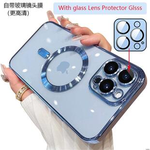 Magnetic Case适用iPhone 14 15 16 17 Pro Max 13 12 11 15 16plus XSMAX XR Clear Magsaf Cover手机保护壳