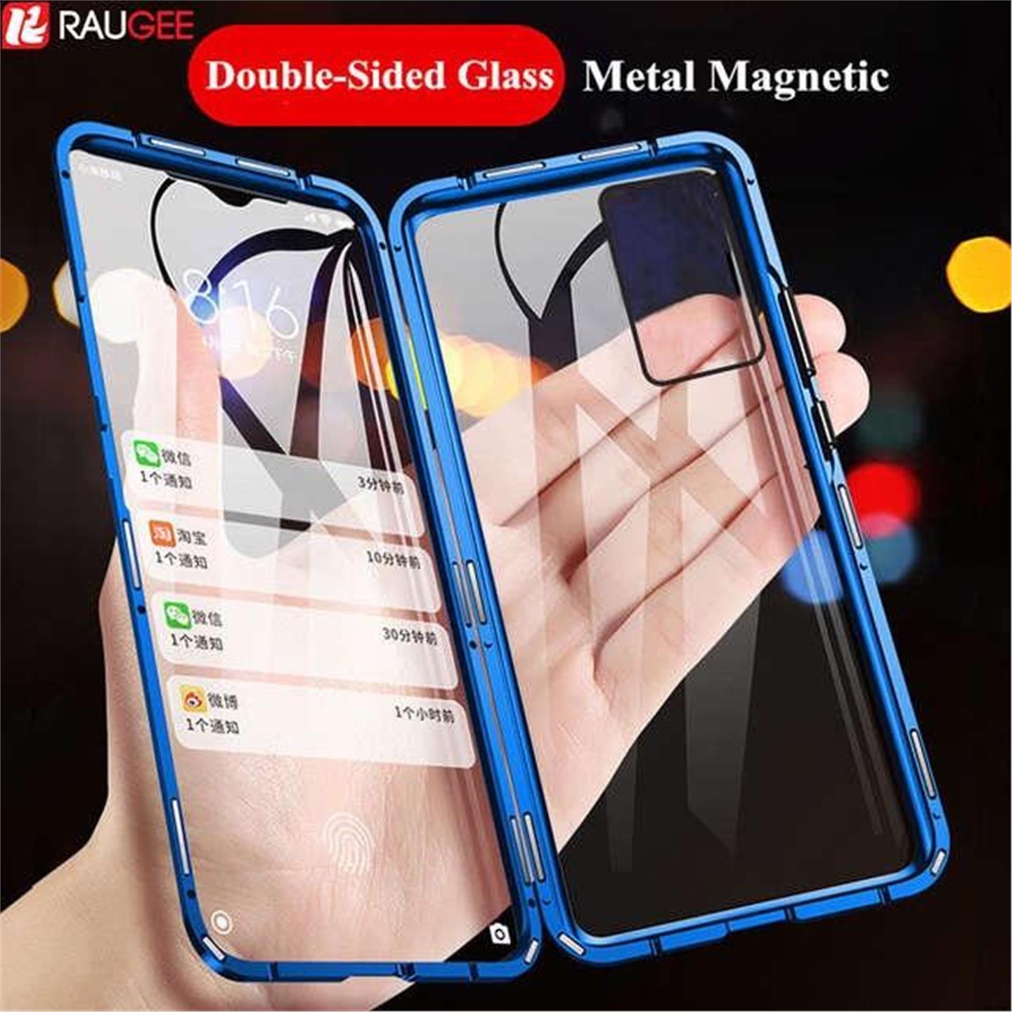 Magnetic Glass Case适用Samsung S24fe S24+ S23 Ultra S22 Plus S21+ S20 A33 A55 A16 A26 A36 A56玻璃壳