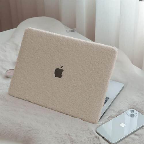 米白色泰迪绒保护套mac13/14/15/16寸电脑壳MacM1pro/air笔记本壳
