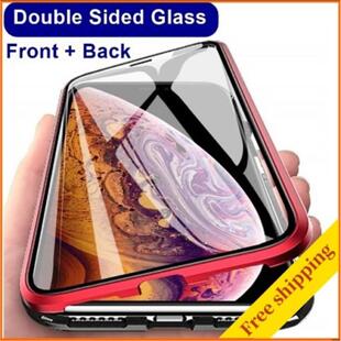适用iphone xs max xr x magnetic case iphone16 11 12 13 mini 14 15 pro max glass cover玻璃磁吸手机壳