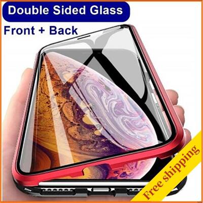 适用iphone xs max xr x magnetic case iphone16 11 12 13 mini 14 15 pro max glass cover玻璃磁吸手机壳