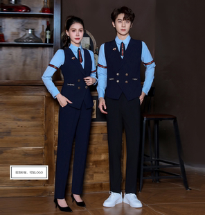 KTV少爷工衣酒吧夜场会所台球厅餐秋冬装男女服务员工作服马甲新