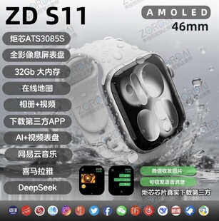 众戴S11智能版蓝牙手表全天候AMOLED屏幕双离线支付32G大内存46mm