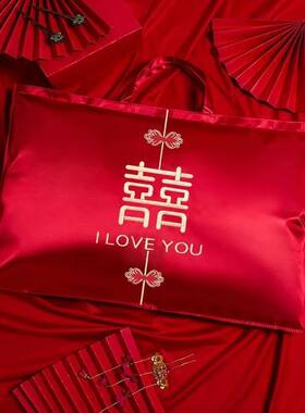 枕芯收纳袋加厚结婚枕头包装红色喜庆包被子收纳高档婚嫁结婚喜袋