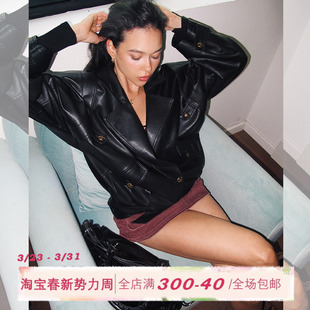 ITSNIKAR 高级感机车服PU皮夹克上衣 港风复古皮衣外套女秋冬美式