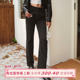 烟管裤 女春秋高腰显瘦阔腿裤 子 黑色做旧复古直筒牛仔裤 ITSNIKAR
