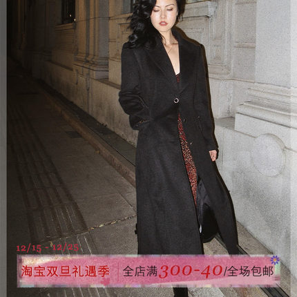 ITSNIKAR 赫本风毛呢大衣女秋冬宽松休闲高级感长款西装呢子外套