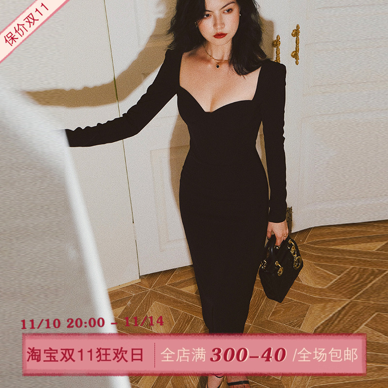 ITSNIKAR宫廷风方领小黑裙