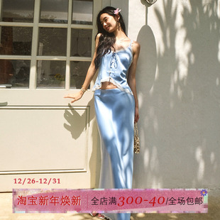 女夏氛围感吊带半裙两件套 蕾丝拼接缎面高级感套装 ITSNIKAR 法式