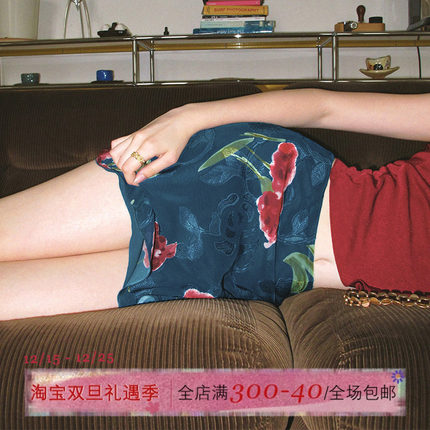 ITSNIKAR新中式网纱印花半身裙女夏复古提花修身复古包臀短款裙子