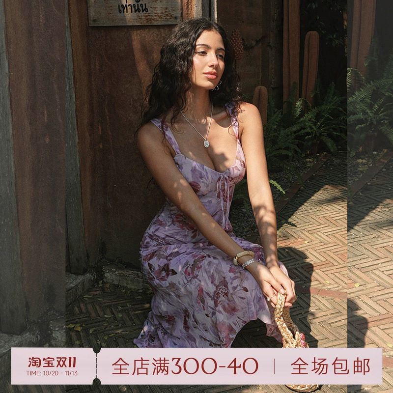 ITSNIKAR 法式V领吊带连衣裙女夏性感包臀鱼尾裙度假风显瘦长裙子