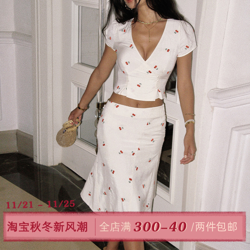 ITSNIKAR法式烂漫樱桃刺绣套装