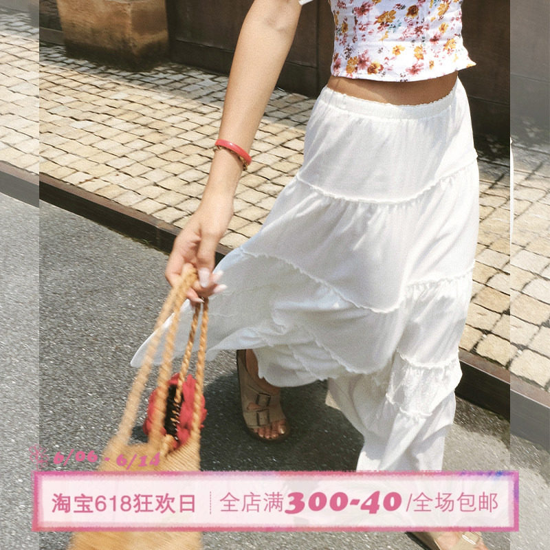 ITSNIKAR「朱莉系列」法式白色半身裙女春夏芭蕾风半裙度假长裙子