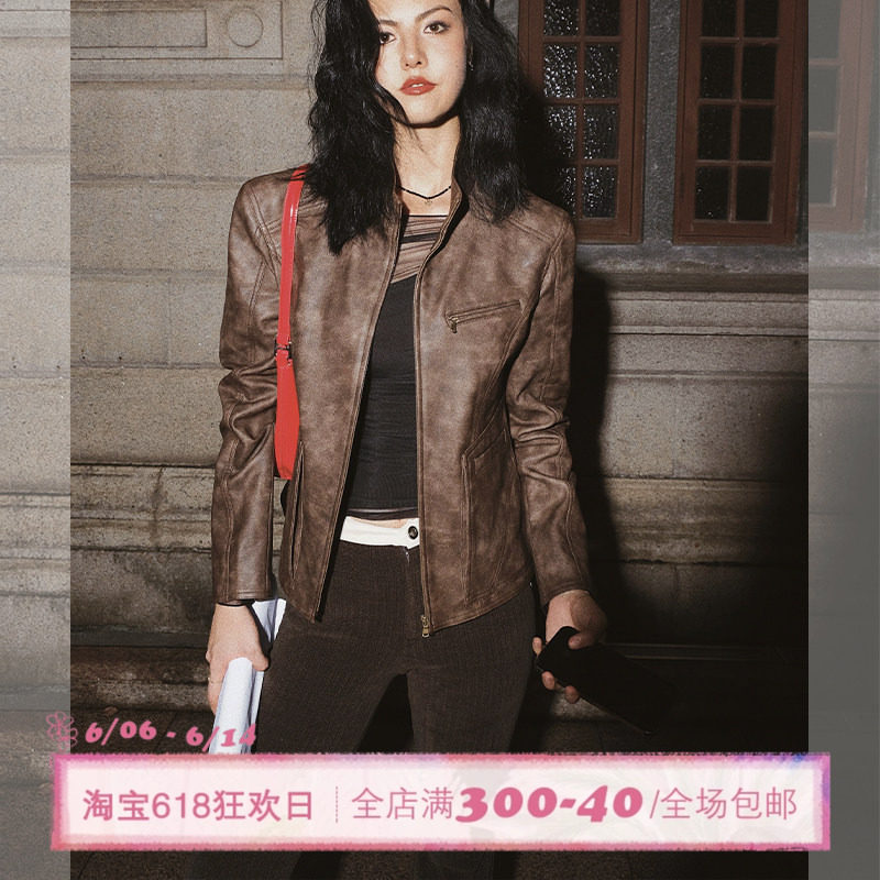 ITSNIKAR 美拉德复古皮衣外套女秋冬美式高级感pu机车服夹克上衣