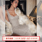 ITSNIKAR 罗马千金 摩登细闪吊带连衣裙女显瘦背心裙针织长裙子