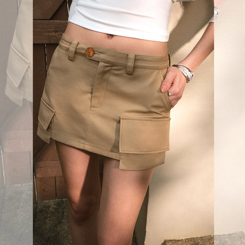 ITSNIKAR 复古低腰半身裙女春夏重工解构工装裙包臀性感超短裙子