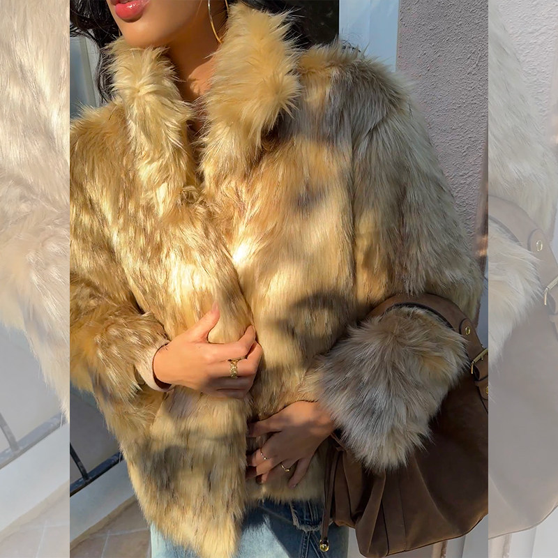 ITSNIKAR欧美复古翻领短款环保皮草女节日感贵气毛毛外套气质上衣,女装/女士精品,短外套,淘宝优惠券,粉丝福利购,淘宝优惠卷