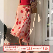 ITSNIKAR 经典 印花半身裙女初春不规则雪纺包臀短裙子