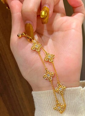金色十字杵锆石钻链五花手链女款小众设计新中式手镯优雅高贵手饰