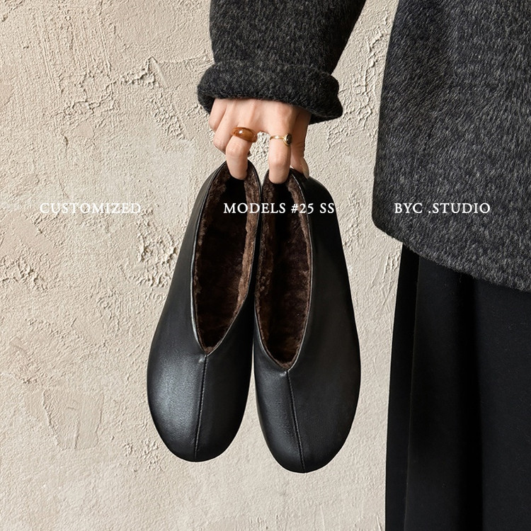 纯羊毛~内增高加绒平底鞋真皮奶奶鞋秋冬新款百搭