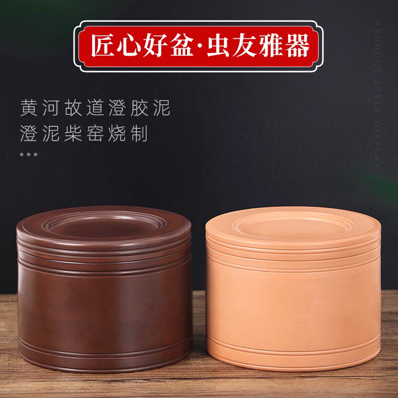 双口子母口蟋蟀盆蛐蛐罐优质澄浆泥烧制养盆纯手工已塘底可水洗