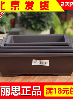 爱丽思长方形塑料花盆 仿紫砂盆景多肉植物育苗大拼盘浅型树脂盆