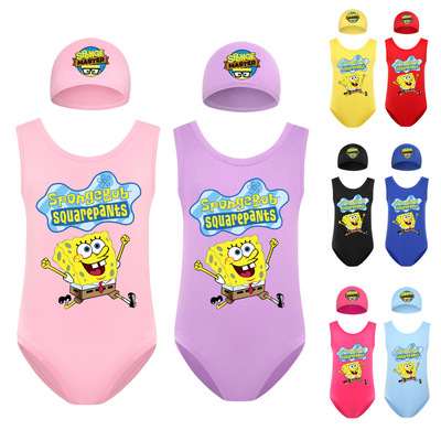 004童卡通泳衣泳帽套装