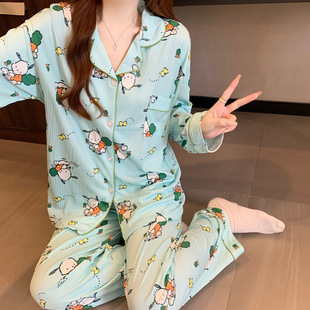 Pochacco甜美可爱帕恰狗睡衣女春秋款长袖套装日系卡通学生家居服