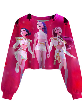潮猎魔女团 K-Pop: Demon Hunters儿童露脐长袖服装女孩圆领卫衣