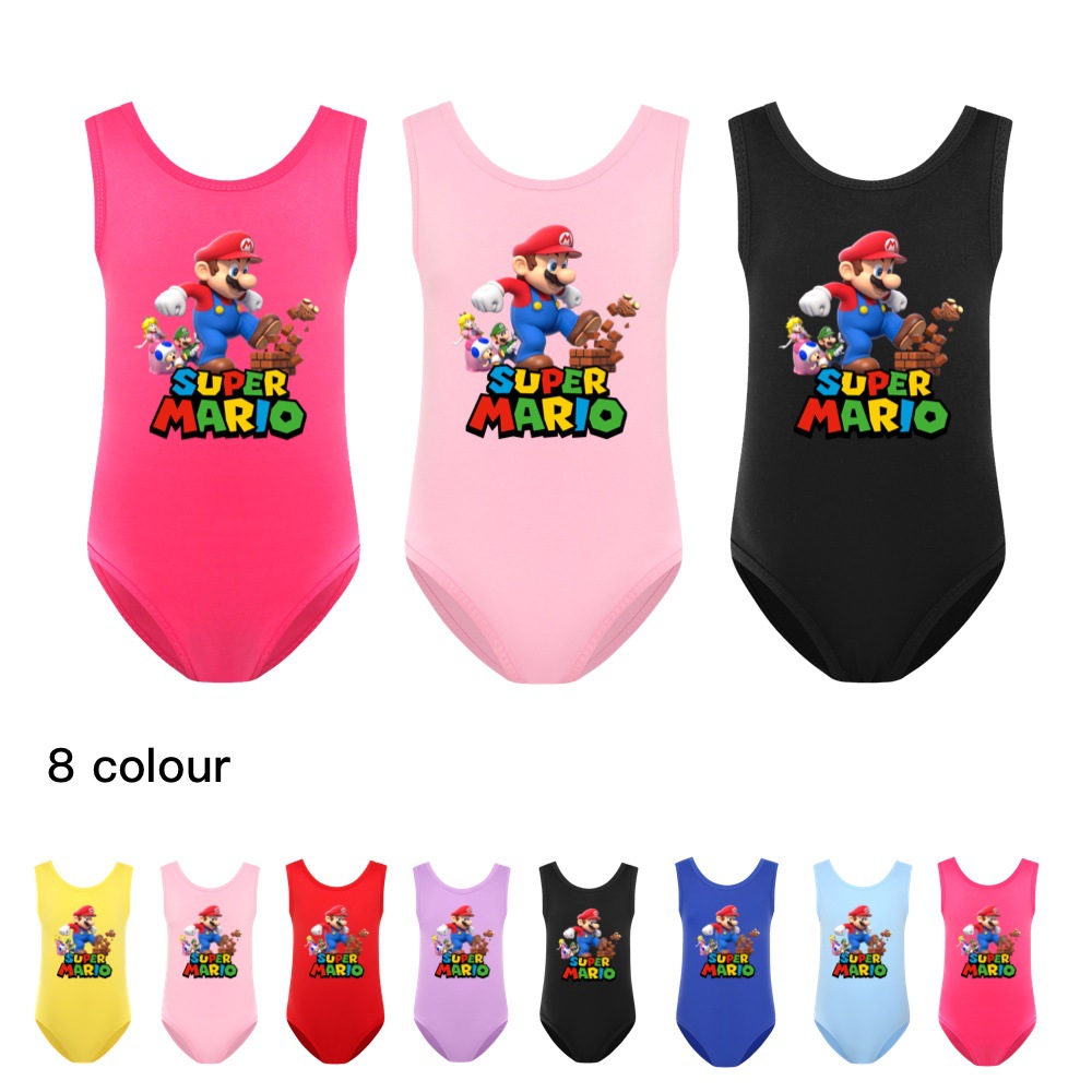 Mario夏季马里奥碧姬公主Rosalina女童卡通可爱风小朋友连体泳衣