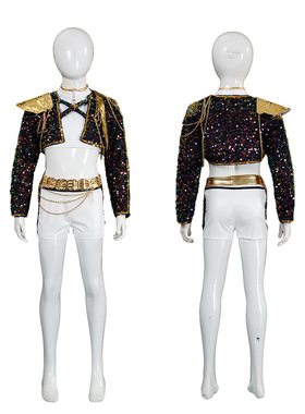 潮K-Pop: Demon Hunters猎魔女团cos服鲁米黑色打歌服舞台演出服