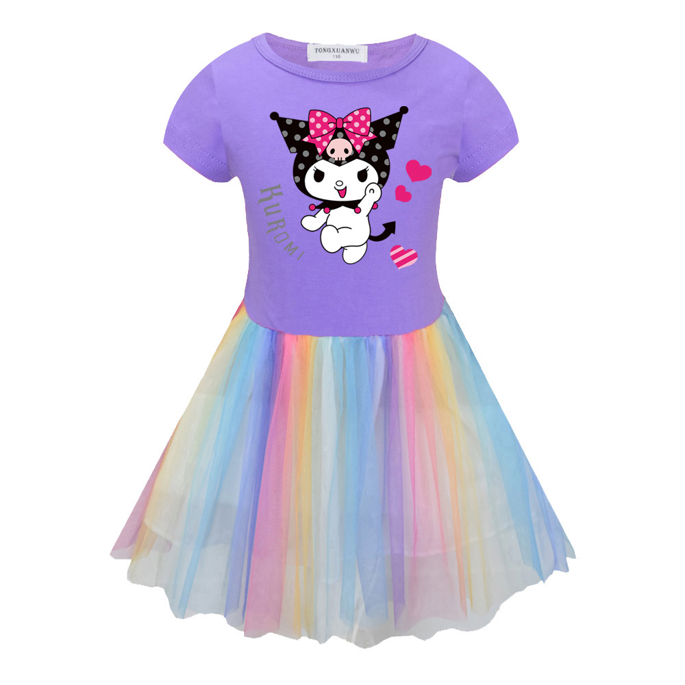 004omi库洛米网纱裙女童彩虹裙