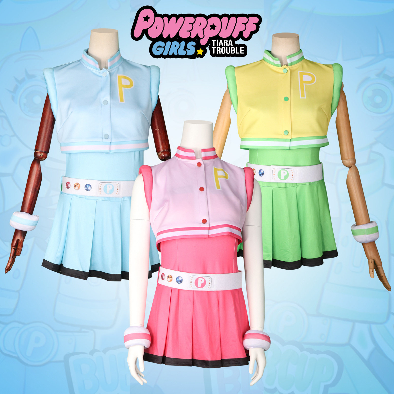 卡通飞天小女警cos服超能花花毛毛旋转泡泡cosplay万圣节表演服女