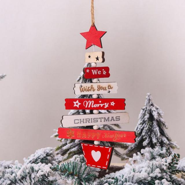 2022 christmas tree wooden pendant bell decoration pendants