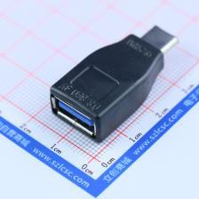 Type-C 3.1公头拉冲压外露转3.0母头 注塑成型黑色 USB连接器 Typ