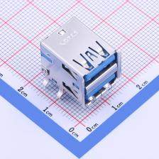 AUSB0289-K001C USB连接器 Type-A 母座 弯插 双层