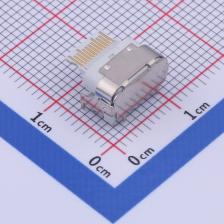 914-714D3069D20200 USB连接器 Type-C 弯插 PA9T白偏蓝有柱