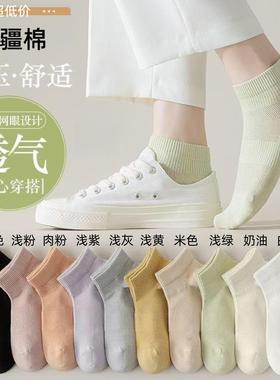 新疆棉袜子女透气防臭袜夏季薄款女短袜网眼防滑爆款弹力不掉短款
