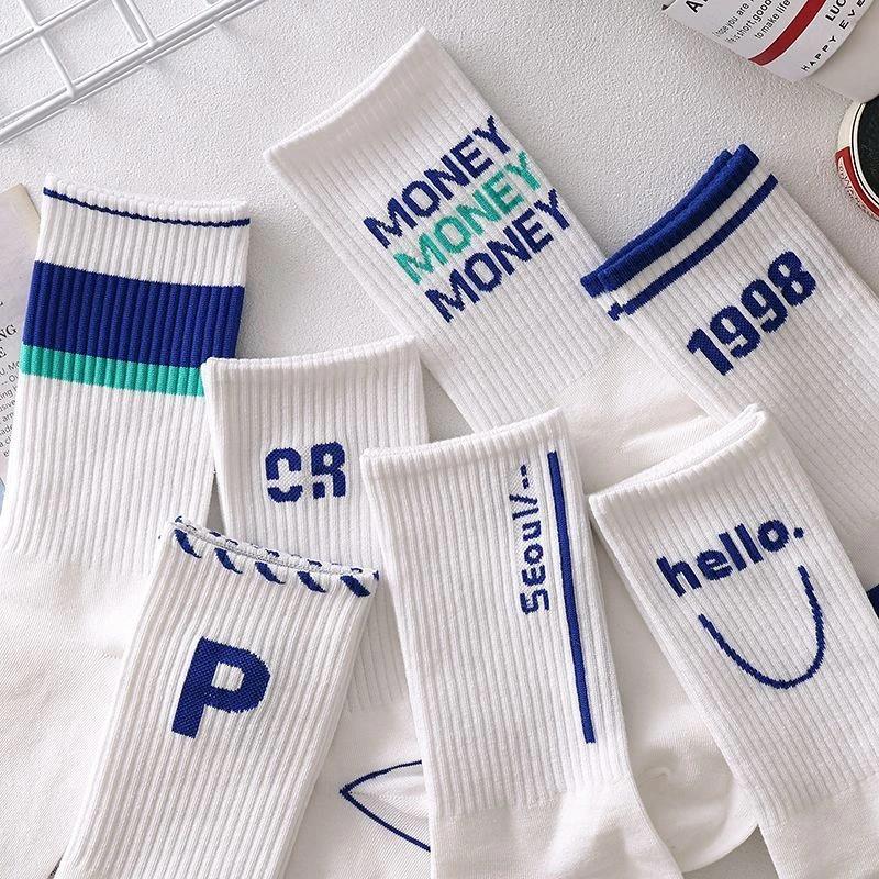 袜子女中筒ins潮高颜值炸街长筒袜女中长款学生百搭秋冬季白色100
