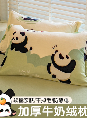 冬季加厚牛奶绒枕套一对装2025新款珊瑚绒枕头罩48x74cm学生枕单2