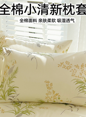 全棉枕套一对装100纯棉枕头套儿童家用单个枕芯内胆套整头48x74cm