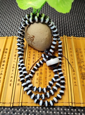 保真天然玛瑙一线药师108佛珠项链，宽线药师6毫米珠三圈手链精品