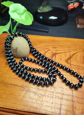 意境森林线，保真天然玛瑙，8毫米珠一线药师项链，108颗佛珠项链