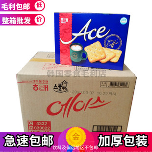 整箱批韩国进口休闲零食品整箱 海太ACE咸味苏打饼干早餐364g