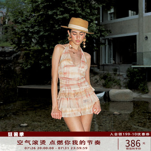 Anti Being General辣妹风设计感深V露背挂脖蛋糕裙连衣裙短裙
