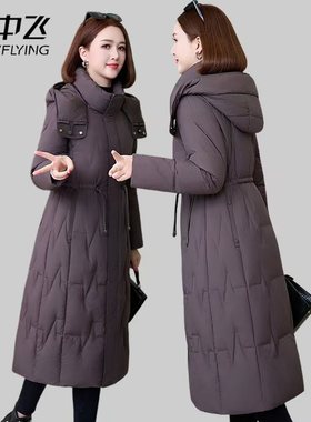 雪中飞长款羽绒服女2025年新款冬季中长款品牌加厚大码白鸭绒外套