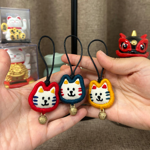 热销童趣彩色纯手工刺绣猫咪挂件可爱车钥匙扣包挂成品礼物送朋友