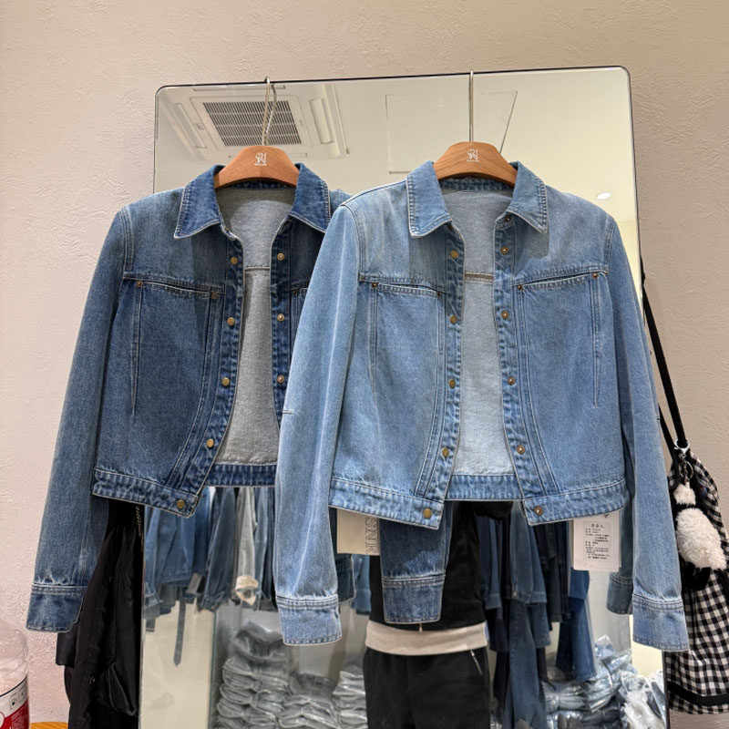 莎奈儿品牌水洗牛仔牛仔外套女春款2026年新款短百搭小个子外套秋